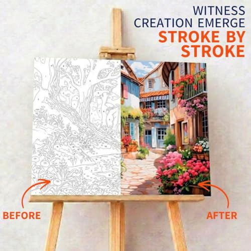 Image of Art Therapy Pcn37 Paint by Number Kit 15 x 20 Inch Linen Canvas for Adults & Kids | DIY 2 Set of Acrylic Oil Painting Colors with Brushes for Home Decor | Easy for Beginners (Petals & Pathways)