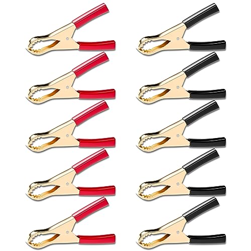 Auxilio Vial, Tools Goupchn - 10 pinzas aisladas de cocodrilo negro y rojo para carga de batería de camión, coche, pruebas eléctricas