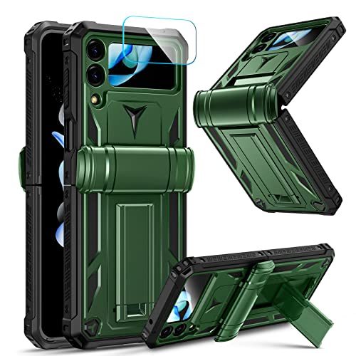 Caka For Galaxy Z Flip 4 Case, Samsung Galaxy Z Flip 4 Case Built In Hinge Protection & Camera Protection, Case For Samsung Z Flip 4 5G-Green #TOP13