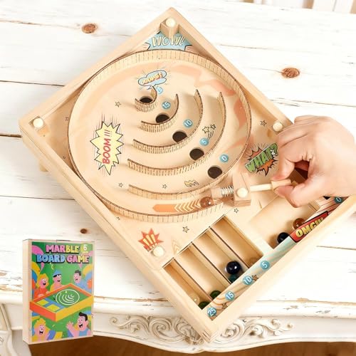 WJUAN Juego Canicas de Madera, Juego de Habilidad de Madera, Juegos de Entretenimiento con Patas y Cuentas de Vidrio, Juegos de Mesa con Puntuación, para Emocionantes Desafíos y Entretenimiento