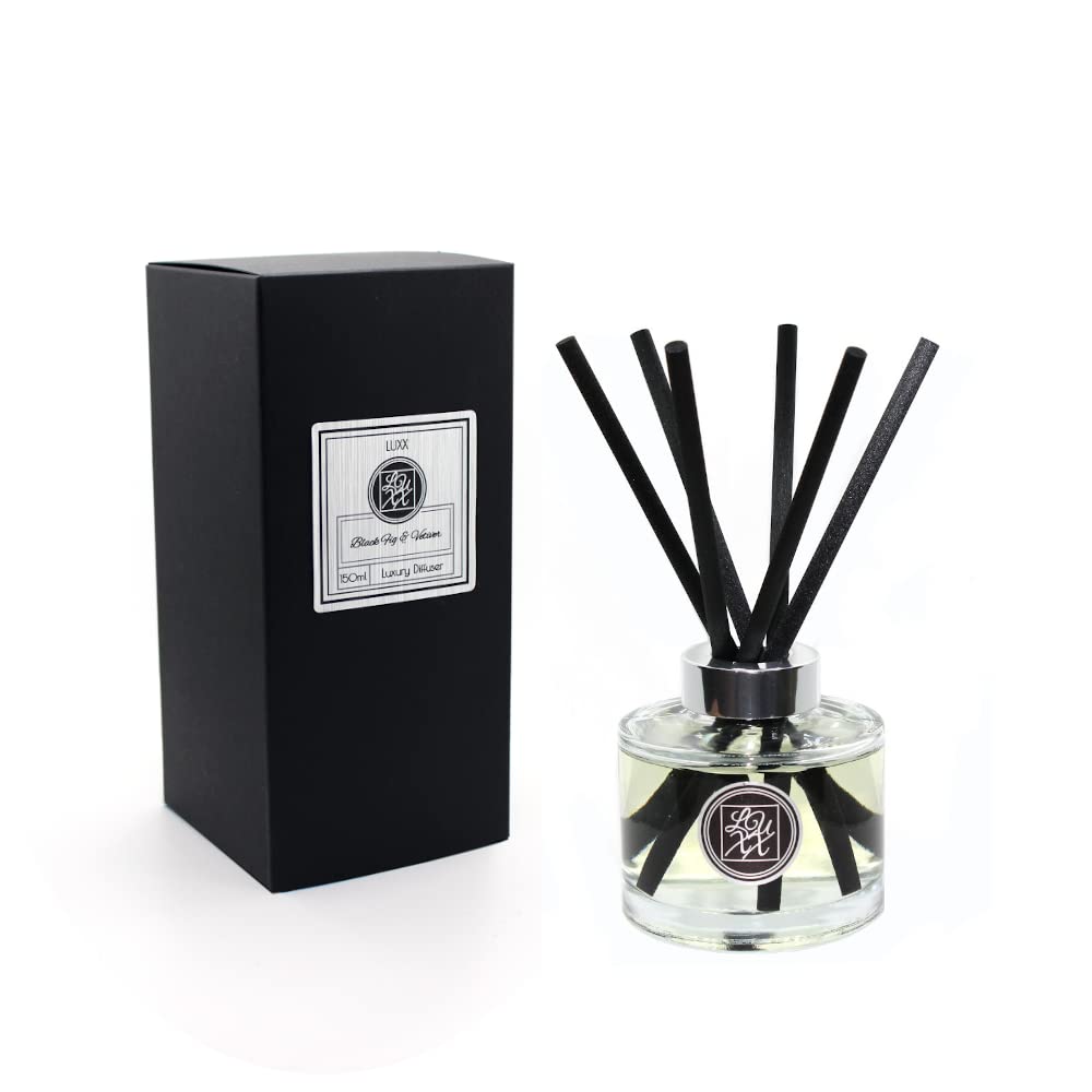 LUXX Creations - Large Fragrance Reed Diffuser 150ml (Black Fig & Vetiver) Anise, Fig, Vetiver, Coconut, Cedar, Violet, Tonka & Amber