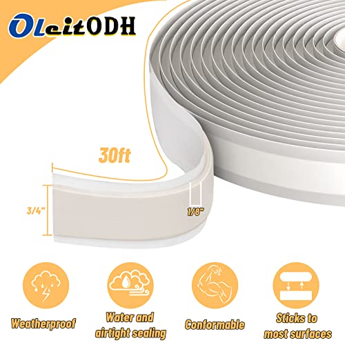 Image of 4 Pack Butyl Tape Bulk,1 /8 inch x 3 /4 inch x 30 ft, White Butyl Sealant Tape, Butyl Rubber Caulk Tape, Perfect Butyl Tape RV Window Sealant Tape, Roof Caulk Tape, Butyl Rubber Roll, EPDM Rubbers Roof Patching