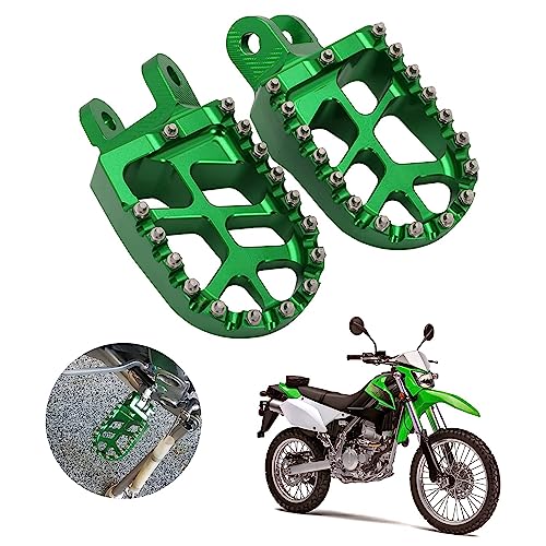Image of AnXin Foot Pegs Footpegs Footrests Foot Pedals Rests CNC MX for KLX300 KLX300R KLX300SM 97-07 20-24 KLX250 06-20 KLX250S 09-14 KLX250R 94-96 KLX650 93-96 Dirt Bike Green