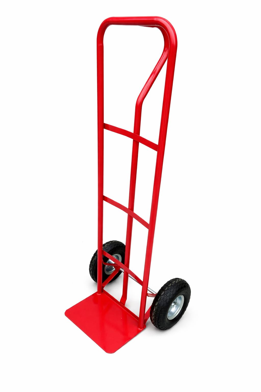 Carro rojo para manipular materiales de acero resistente, capacidad de carga de 200 kg, 2 ruedas neumáticas, 1310 mm de alto x 550 mm de ancho x 460 mm de profundidad