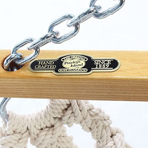Original Pawleys Island Single White Duracord Rope Hammock Chair With Zinc Plated Hardware Included, Handcrafted In The Usa, Features Oak Spreader Bar, 350 Lb Weight Capacity #TOP1