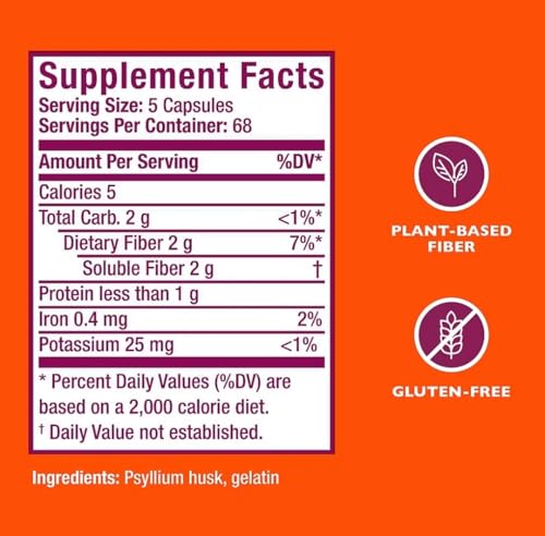 Metamucil 3-in-1 Fiber Capsules, Daily Psyllium Husk Fiber Supplement for Digestive Health, Plant Based Fiber Supplement, 340 Capsules (Pack of 1) - image 5