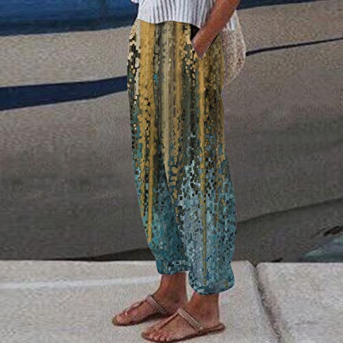 Soft Pants Women Casual Women Pants With Pockets Casual High Waist Print Cotton Loose Long Straight Casual Yoga Pants Yoga Leggings Butt Lifting Pants Sexy Outfit For Women Cheap Workout Outfits #TOP3