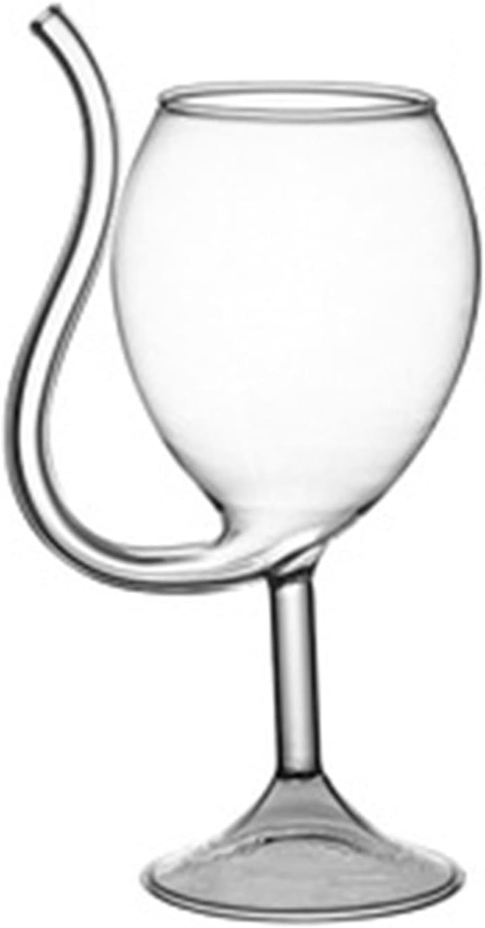 Goblet,Drinking glasses Creative Red Wine Glass Cocktail Whiskey Clear Juice Cup with Tube Straw for Home Restaurant Bar