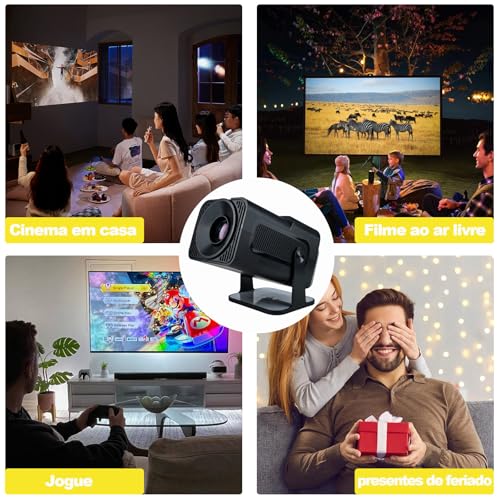 Projetor Portatil 5G Wifi 6, Bluetooth 5.0 e Android 13, Projetor Inteligente Full HD 4K, Auto de Co