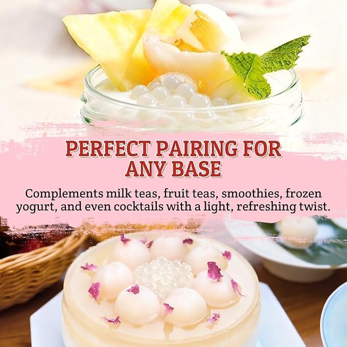 52USA 7.05 Pound Lychee Popping Boba (3.2kg), Bursting Boba, Popping Pearls for Bubble Tea, Beverages, Ice Cream, Shakes, Smoothies & Summer Drinks Toppings, Yogurt, Desserts
