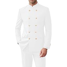 Men 2 Pieces Chinese Tunic Suit Mandarin Collar Suits for Men | Mandarin Jacket Men,Tunic Suit Mens,Double Breasted Suit Gold Buttons