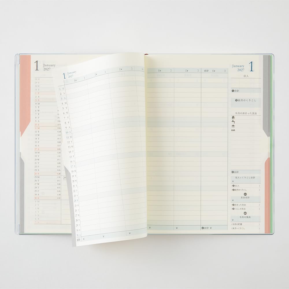Midori Double Schedule 2027 B6 Monthly Money Pale Green 22501006 (Starts October 2026) image 3