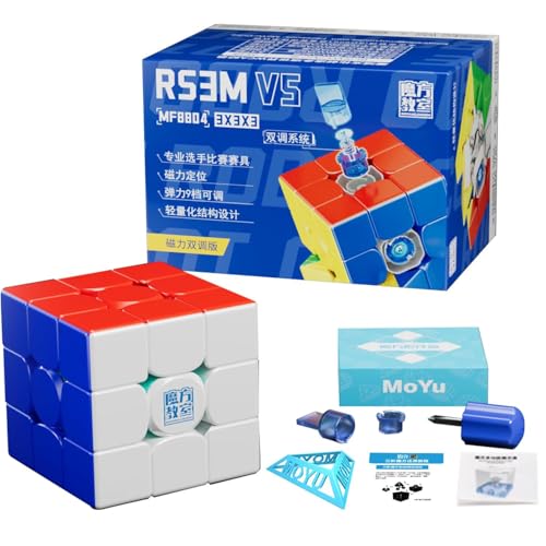 Moyu RS3M V5 Dual Adjustment 3x3 Cubo de Velocidad Mágico sin Pegatinas Competitivo Sedoso y Fluido para los Amantes del Cubo (Magnetic Dual Adjustment Version)