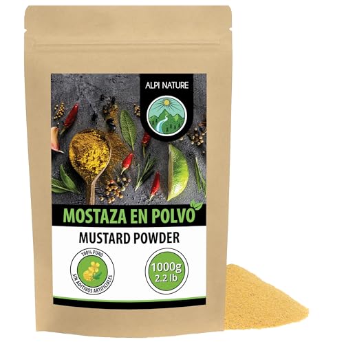 Alpi Nature Mostaza en Polvo Amarilla y Blanca 1kg, Semillas de Mostaza Blanca Molidas en Polvo