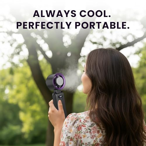 Image of SAL-TF-02 Mini Portable Fan,High-Speed TurbineHandheld Cooling Fan with Adjustable Angle,Large Battery Capacity,Cooling Modes, Stylish Design with Lanyard, Lightweight and TravelFriendly,White (Grey)
