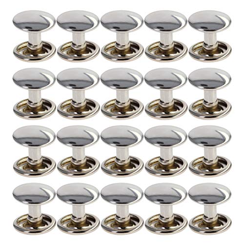 Utoolmart 20 Sets Double Cap Rivets Round Head Rivet Fasteners for Leather Craft Decorations 10mm