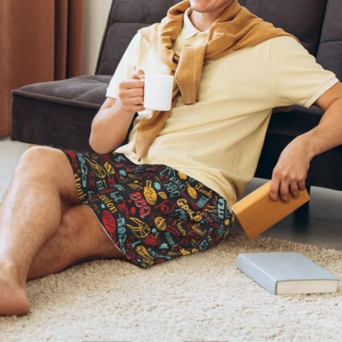 Mens Pajama Pants - BBQ Barbecue Grill Sleep Shorts Mens Pajama Shorts, Comfy Pj Pants for Mens Lounge Shorts4