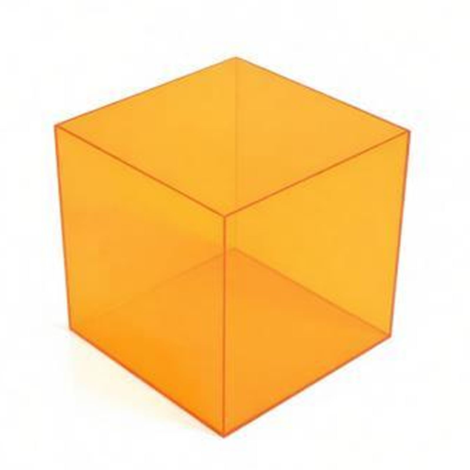 CXGBQSJ Colored Acrylic Display Box Clear Storage Case for For Countertop Product Showcase and Retail Organisation 40*40*20cm,Orange,Five sided