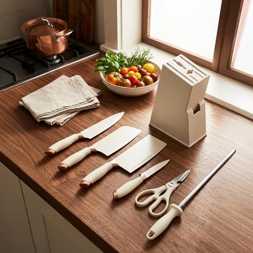 Image of HomeEssentials 6-Piece Kitchen Knife Set - Professional Stainless Steel Chef Knives with Non-Stick Anti-Rust Blades & Ergonomic Handles - Complete Culinary Set for Home Cooking & Professional Use