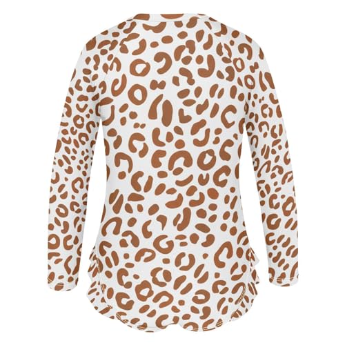 Leopard Brown Beige Spots Girls Long Sleeve One-Piece Swimsuit UV Protection Swimwear Bathing Suit 208617863