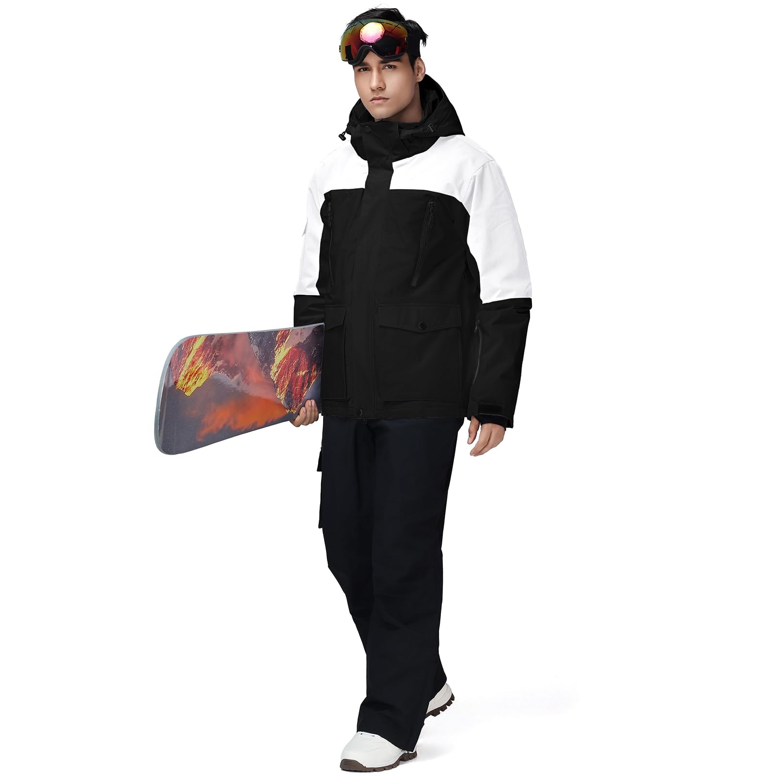 HOTIAN Ensemble veste et pantalon de ski pour homme Combinaison de neige chaude Imperméable Coupe-vent