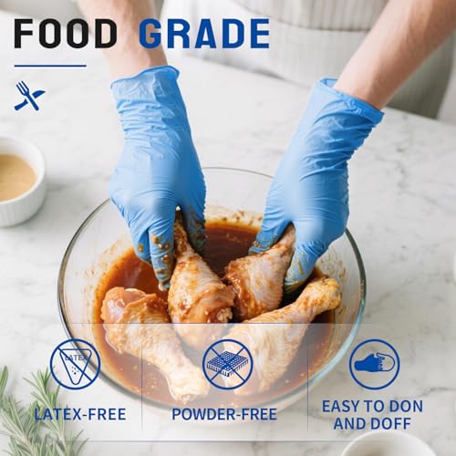 Image of Nitrile Disposable Medical Exam Gloves 4mil 100PCS Cleaning Food Glove | Powder-free, Latex-free, Medical-grade,Food-grade,Industrial-grade,Blue,Thick,Comfortable fit,Examination,Food,Cleaning