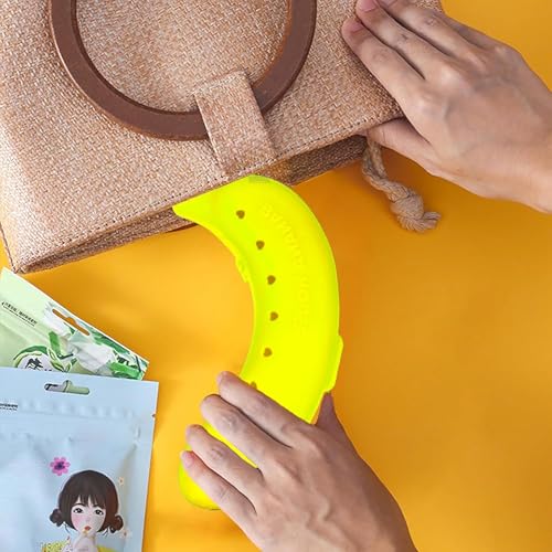 Image of Pack of 2 Banana Shaped Snack Box for Kids & Adults | Portable Dry Fruit Container with Ventilation Holes | Food Grade Plastic Travel Storage Case for Nuts, Snacks & Lunch (Yellow)