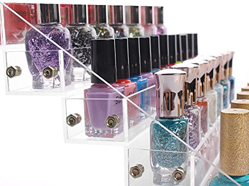 Sooyee Acrylic 5 Layer Nail Polish Rack Tabletop Display Stand on the Table or Desk Holds Up 40-60 Bottles,Clear 5 Tier Essential Oils Holder 12.2x7.9x5.7 Inches,Pack of 1