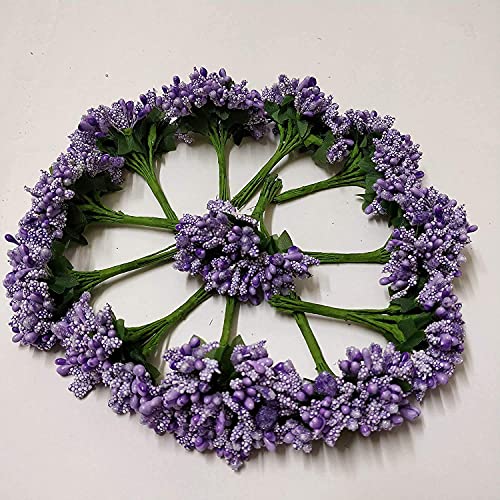 Image of Prokart Premium Pollen Flowers for Hair Accessories, Tiara Making, Jewelry Making and Dress Decoration | 8 Bunch of 12 Pollens Each | (Pack of 96 Pcs) (Purple)
