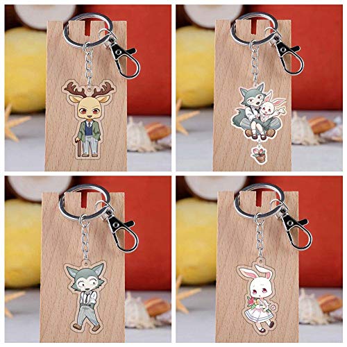 Salemor Beastars Keychain Double-Sided Clear Acrylic Key Ring Bag Accessories Anime Fans Gift( 4Pcs)