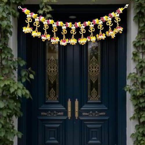 Image of iHandikart Beads Toran for Door Hanging | 40 Inch, toran for Main Door and Entrance, Perfect for Diwali & Home Decoration, Decorative Artificial Floral & OM Hanging Toran for Pooja & Festive Decor