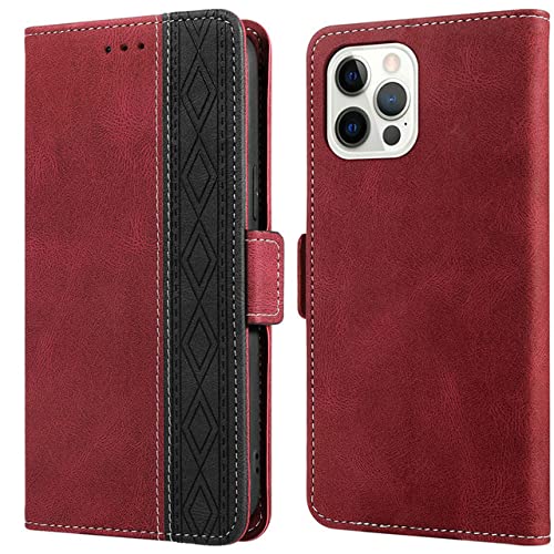 Étui portefeuille en cuir iPhone XR FYTIKA housse bicolore rouge