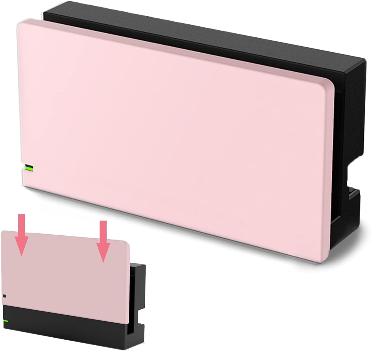 TIKOdirect Custom Faceplate Cover for Nintendo Switch Original Model Charging Dock, Hard PC Slim Shell Anti-Scratch [No Screwdriver Installation] for NS Docking Station, Pink