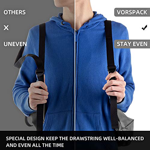 Vorspack Drawstring Backpack Water Resistant String Bag Cinch Bag Sports Gym Sack With Side Pocket For Men Women - Black #TOP2