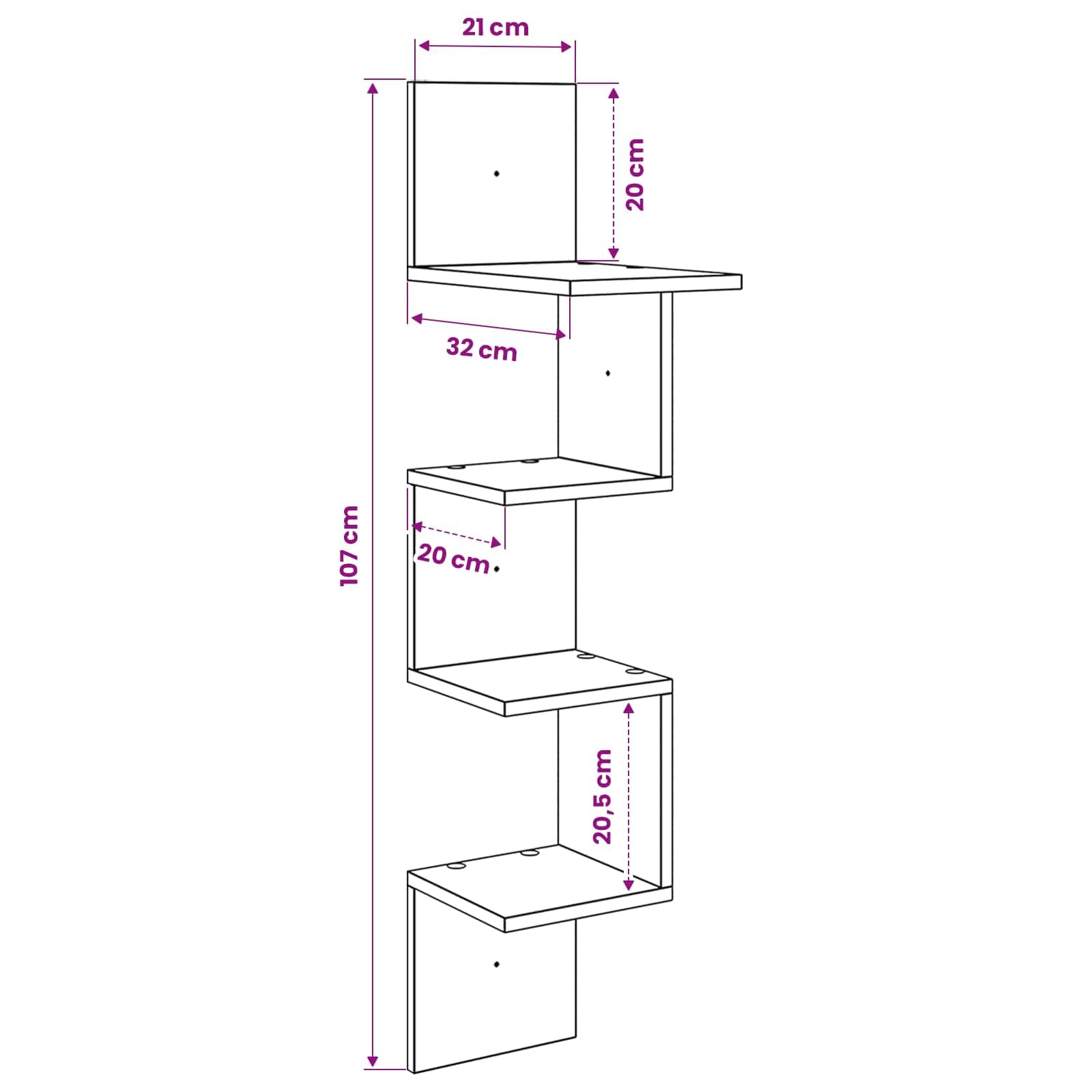 Wandregal Wandhalterung Grau aus Holzwerkstoff 32 x 21 x 107 cm, platzsparendes Hängeboard mit reichlich Stauraum für Wohnzimmer Schlafzimmer Büro, einfach zu montieren, modernes Design