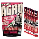 AGRO POWER Vegan Jerky Sticks, 10g Protein per Stick, Savory Original Plant-Based, 7 Stick Bag, Non-GMO, 40% Less Sodium, Zero Cholesterol, Meat Alternative, High Protein Snack for Lunch, On-the Go Fuel