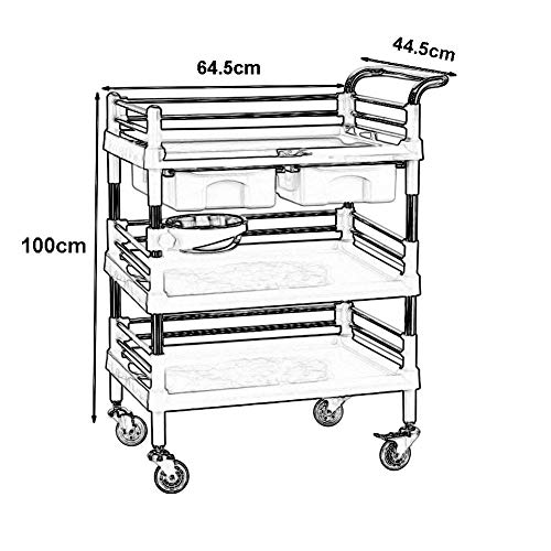 Chariot cuisine bleu multi-purpose à roulettes avec double tiroirs de rangement