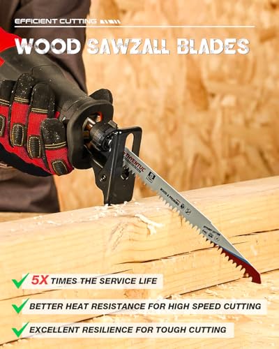 Wood Pruning Reciprocating Saw Blades,9 Inch Pruning Blades for Reciprocating Saw,Durable High Carbon Steel Reciprocal Saw Blades for Fast Tree Pruning & Wood Cutting (5 Pack/5TPI)