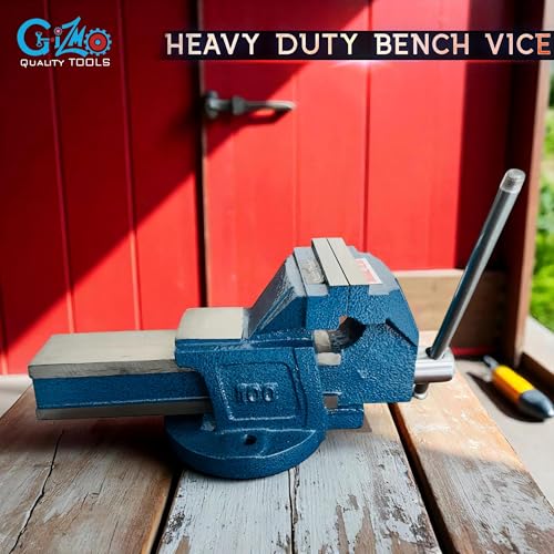 Image of GIZMO SG Iron Bench Vice, 3 Inch (75mm) Heavy Duty Professional Fixed Base Vise Tool for Table Work, Universal DIY Tables Clamps