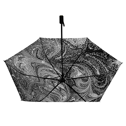 Parapluie pliable compact léger motif agate argenté brillant anti-UV