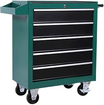 DA-25 Multi-Functional 5 Drawer Storage Tool Box Trolley Workshop Hardware Mobile Auto Car Repair Maintenance Toolkit CabinetGreen