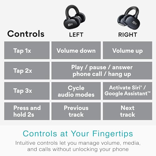 Image of MEE audio Pebbles Air Open Ear True Wireless Earbuds - Bluetooth 5.3 Lightweight Earclip Headphones with Headset Microphone & Call Noise Reduction for Gym /Workouts /Sports and Gaming (Onyx /Black)