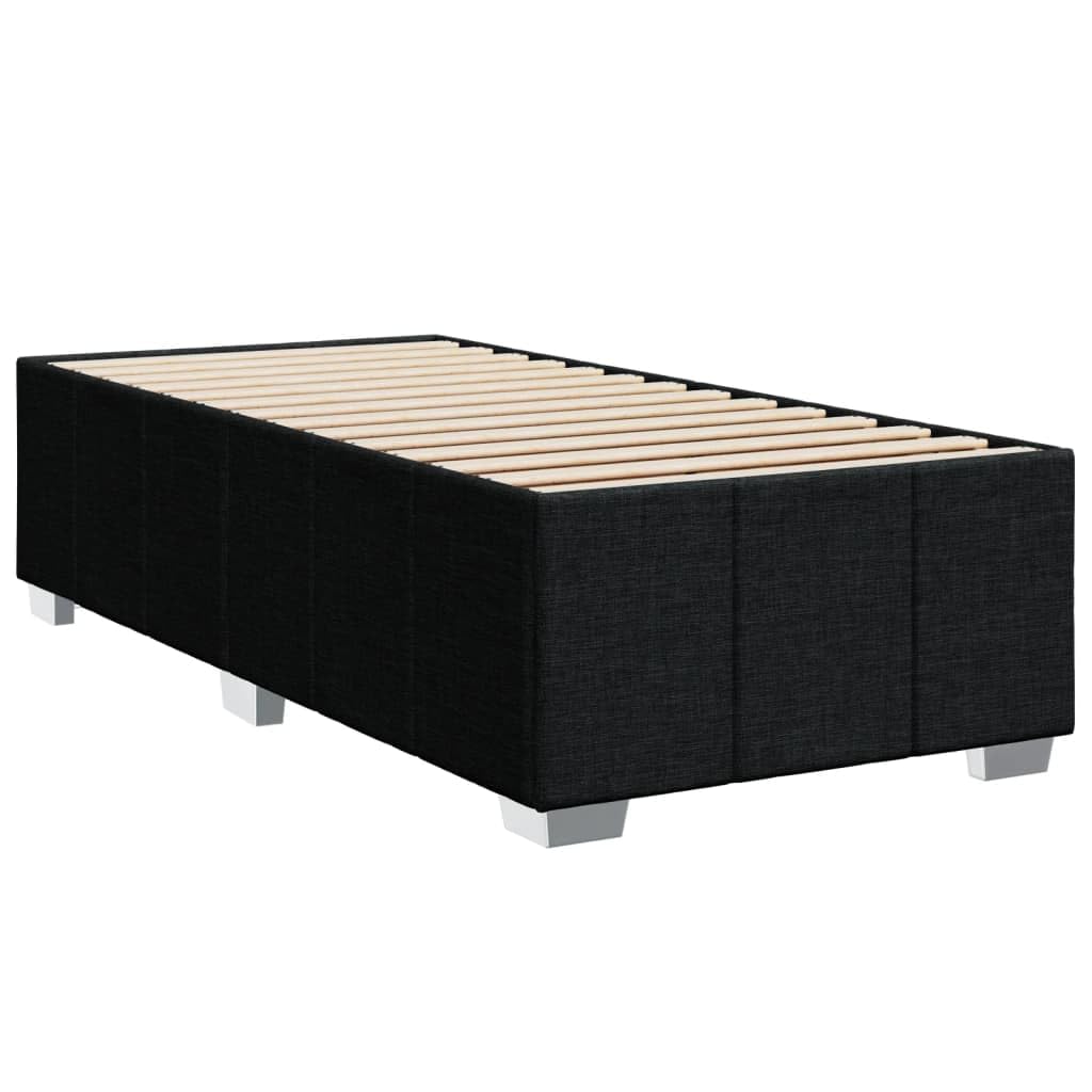 Cama con somier con colchón de 90 x 190 cm en tejido negro, núcleo de muelles ensacados, cabecero de altura ajustable, somier de láminas transpirable y resistente para un sueño reparador