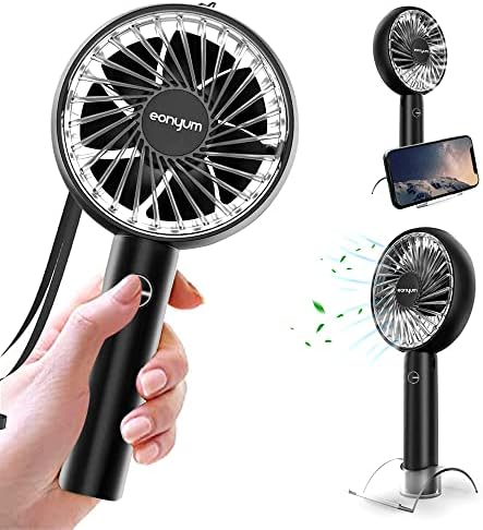 EONYUM Mini Handheld Portable Fan, USB Fan Rechargeable Battery 2000 mAh, Adjustable wind direction ,Desk Table Fan Cooling Electric Fan 4 Speeds for Home Travel Office Sport Outdoor School black