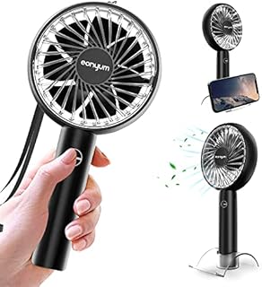 EONYUM Mini Handheld Portable Fan, USB Fan Rechargeable Battery 2000 mAh, Adjustable wind direction ,Desk Table Fan Cooling Electric Fan 4 Speeds for Home Travel Office Sport Outdoor School black