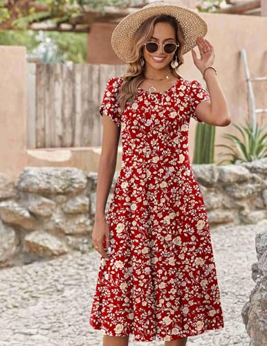 Image of ZEAGOO Womens Casual Dresses for Summer Short Sleeve Flare Midi Dress Loose Flowy Beach Sundress