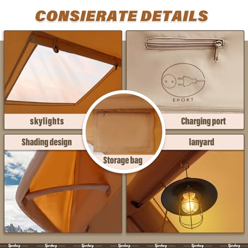 TIGERXBANG Carpa Inflable para Camping, para 4 Personas, Fácil montaje, Cabina de lujo para 4 estaciones, Impermeable y cortaviento con ventanas panorámicas miniatura 6