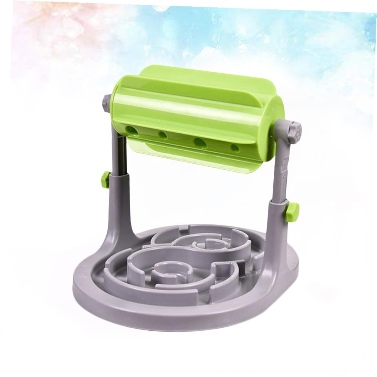 Mangeoire à Alimentation Lente à Tambour pour Chiens, Plastique Vert