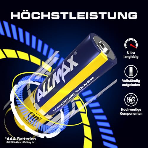 Allmax AAA Micro (LR03) Maximum Power Alkaline Batterien (24 Stück) – Ultra-Langlebigkeit, auslaufsicheres Design, 10 Jahre Haltbarkeit, maximale Leistung (1,5 V) – Bild 3