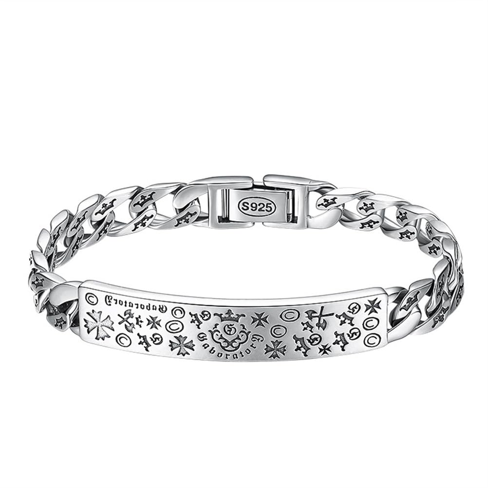 LYGXWJFC Bracciale con Croce Graffiti in Argento Sterling S925, Bracciale Personalizzato con Croce per Uomo e Donna